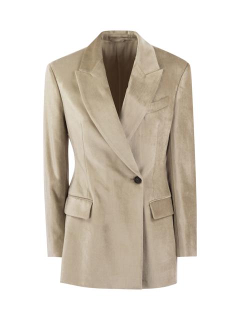 Fluid Viscose-cotton Twill Jacket With Necklace