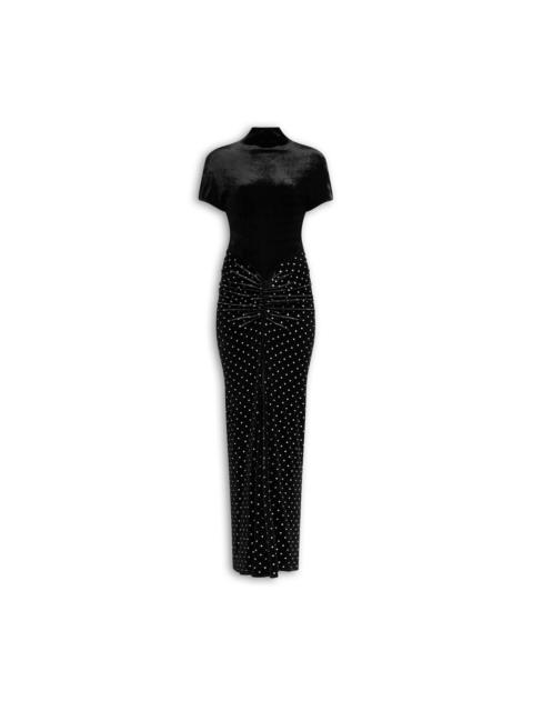 Alaïa DRAPED STRASS VELVET JERSEY DRESS