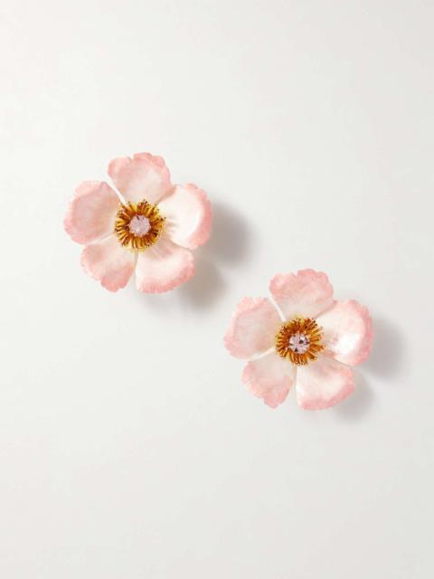 Debre gold-plated crystal earrings Baby pink