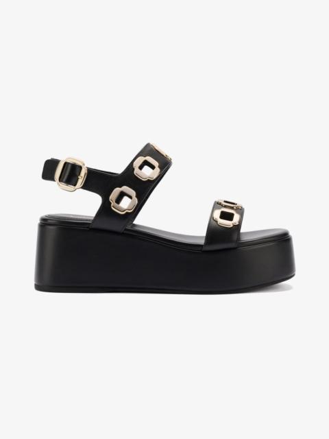 Larroudé Milan Flatform Sandal In Black Leather