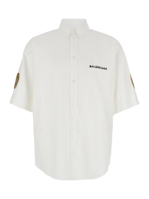 BALENCIAGA Balenciaga Men White Shirt With Logo Lettering On The Front And Logo Patch On The Sleeve In Cotton M