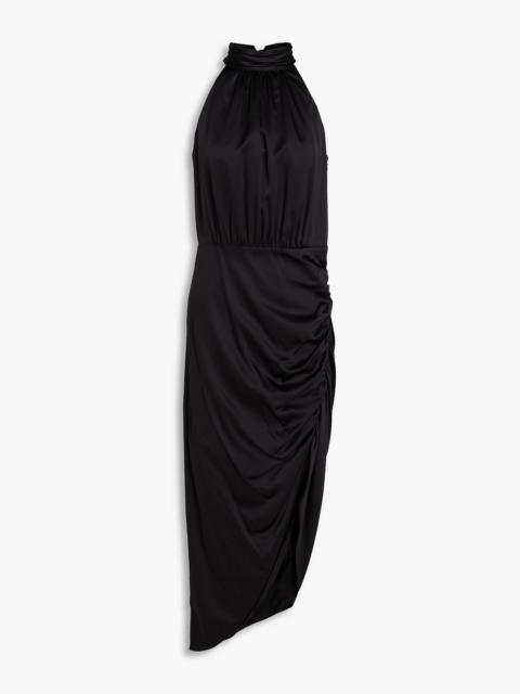VERONICA BEARD Gabriella asymmetric silk-blend satin halterneck midi dress