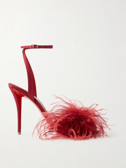 Christian Louboutin Miss Z Poupi 100 Feather-embellished Satin Sandals