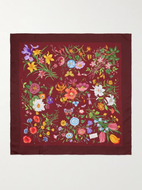 GUCCI Flora Floral-print Silk-twill Scarf