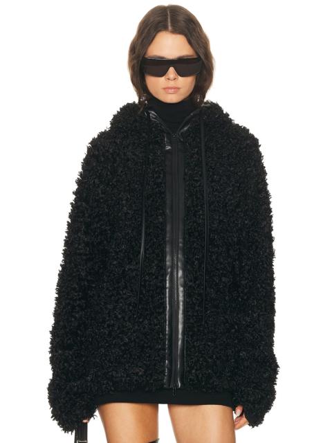 NORMA KAMALI Oversized Raglan Sleeve Zip Front Hooded Jacket