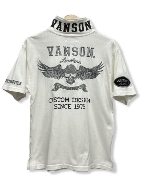 Other Designers Vanson Leathers - VANSON Leather Rare! Silver Embroidery Cotton Polo Shirt