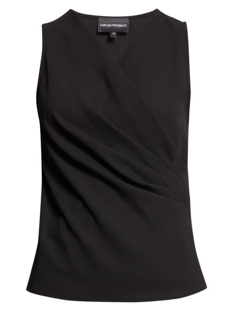 EMPORIO ARMANI Emporio Armani Faux Wrap Shell in Solid Black at Nordstrom
