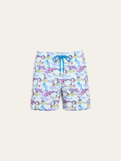 Vilebrequin Men's Allover Fish-Print Swim Shorts