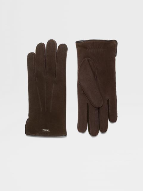 ZEGNA DARK BROWN SUEDE GLOVES