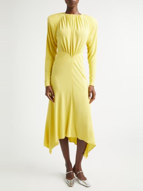 Stella McCartney Stella McCartney Gathered Long Sleeve Jersey Midi Dress in Mimosa at Nordstrom