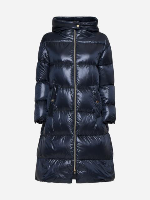 Quilted nylon down long parka