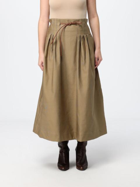 Max Mara Max Mara Women A-Line High-Waisted Midi Cotton Skirt Max Mara With Drawstring