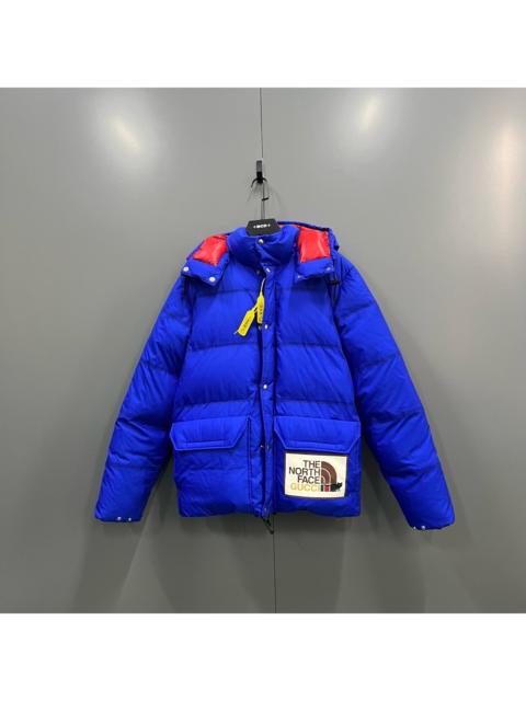 GUCCI GUCCI x TNF collaboration blue logo down jacket