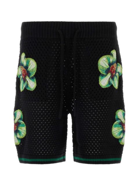CASABLANCA Black Crochet Bermuda Shorts