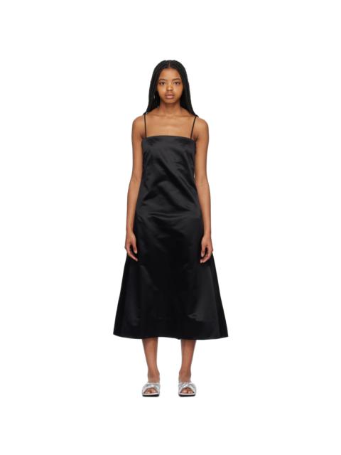 Meryll Rogge Black Straight Neck Midi Dress