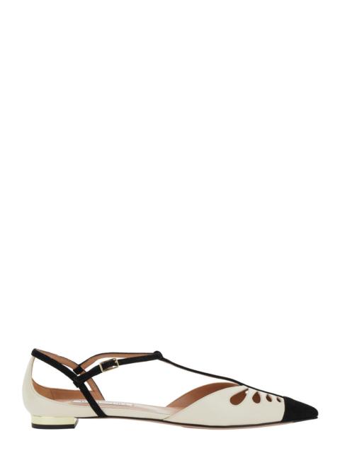 AQUAZZURA Aquazzura Women 'Camille' White Ballet Shoes With Cut-Out Detail In Leather Woman