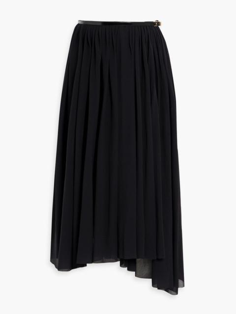 Other Designers Asymmetric pleated mesh midi skirt