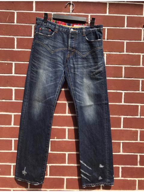 Other Designers Issey Miyake - Sunao Kuwahara Designer Distressed Buckle Back Jeans