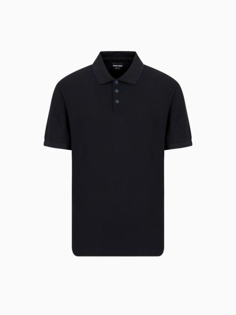 GIORGIO ARMANI Piqué polo shirt in lisle cotton yarn