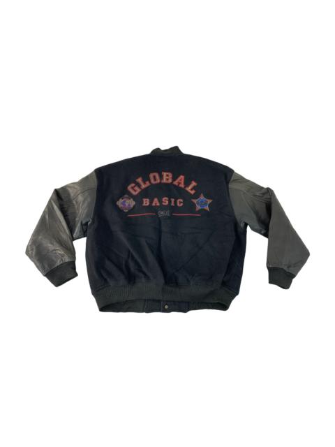 Other Designers Varsity - Leather Varsity Jacket Global Basic Ixi;z Embroidery Logo