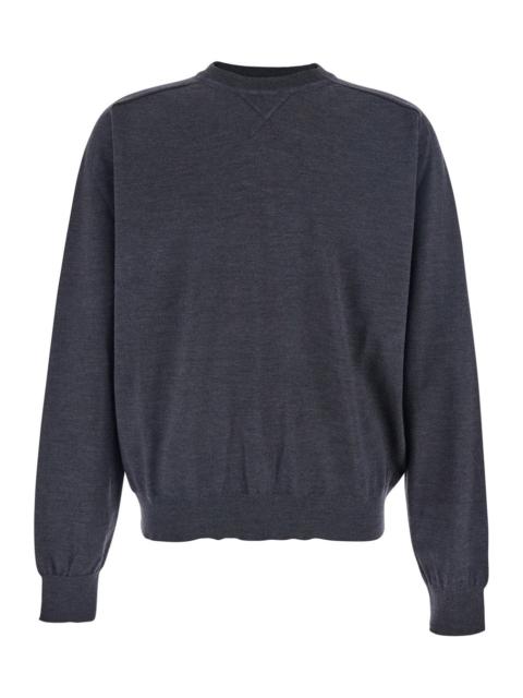 JACQUEMUS Jacquemus Men Grey Crew Neck Sweater With Back Logo In Merino Wool Man