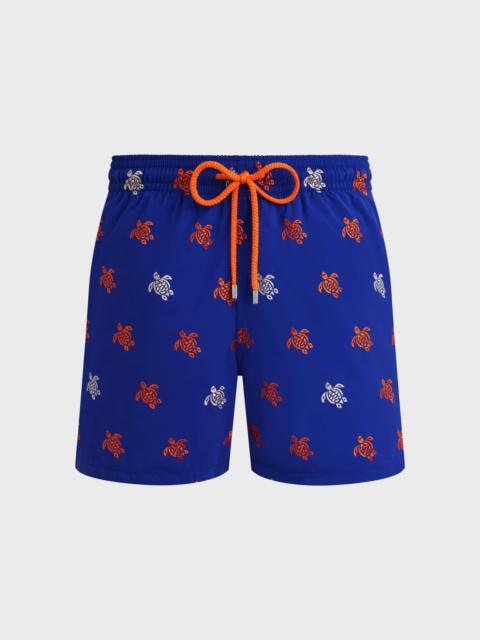 Vilebrequin Men Swim Trunks Embroidered Micro Ronde des Tortues Diagonale - Limited Edition