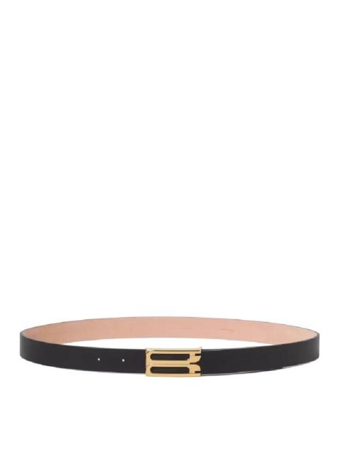 Victoria Beckham Victoria Beckham Gold Tone Logo Leather Belt