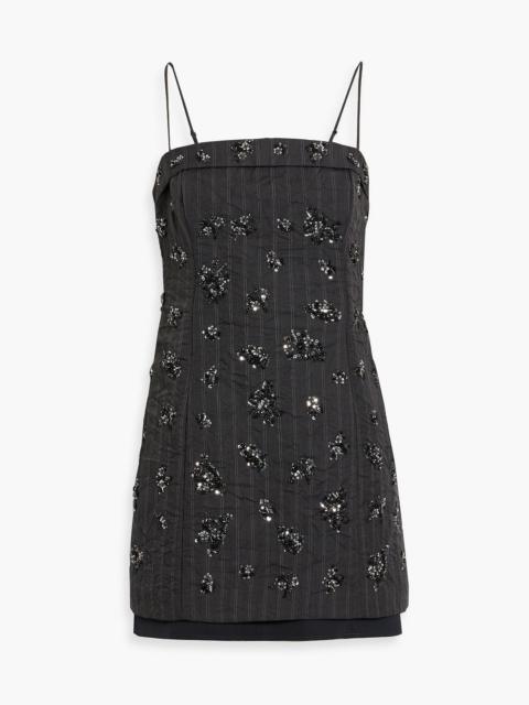 SIMKHAI Anden embellished striped woven mini dress