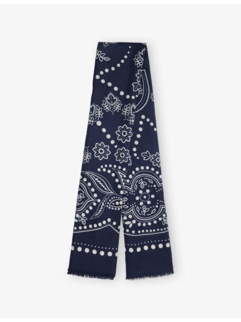 WEEKEND Max Mara Graphic-Pattern Raw-Edges Wool-And-Silk Scarf