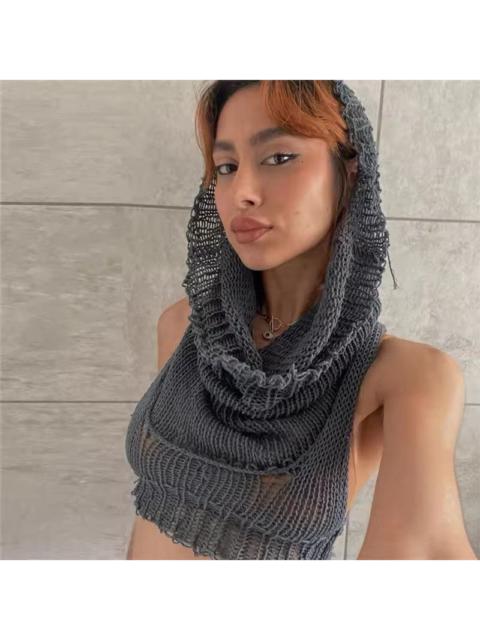 Japanese Brand - Streetwear Knitted Crochet Tank Top Y2k