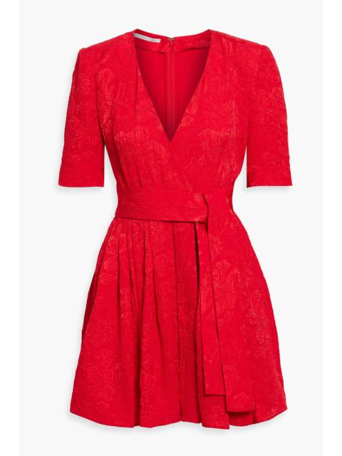 Stella McCartney Mireya belted pleated silk-jacquard playsuit