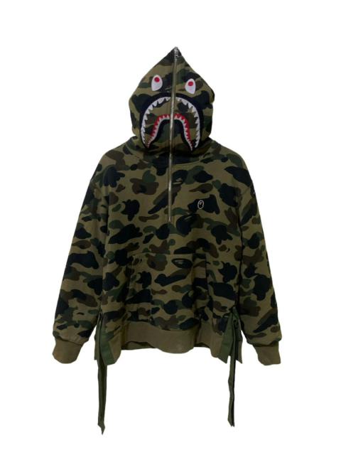 A BATHING APE® BAPE Military Rock Star 1st Camo Shark Sherpa Pullover Hoodi