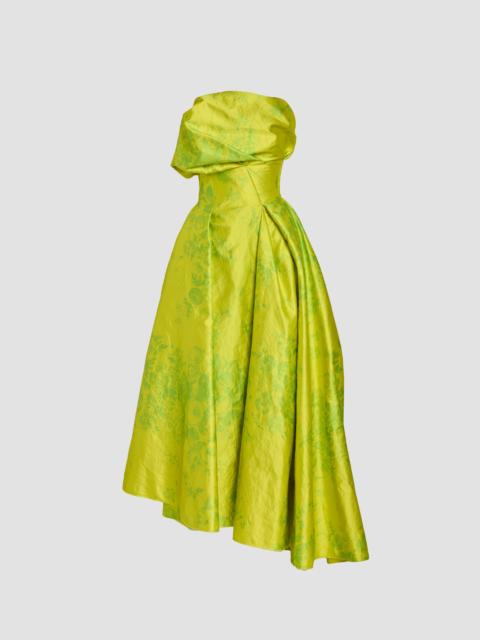 Erdem FLORAL PRINT TEXTURED SATIN CLOUD MIDI DRESS