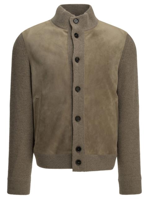 ZEGNA Zegna Cashmere and Suede Overshirt Jacket Beige