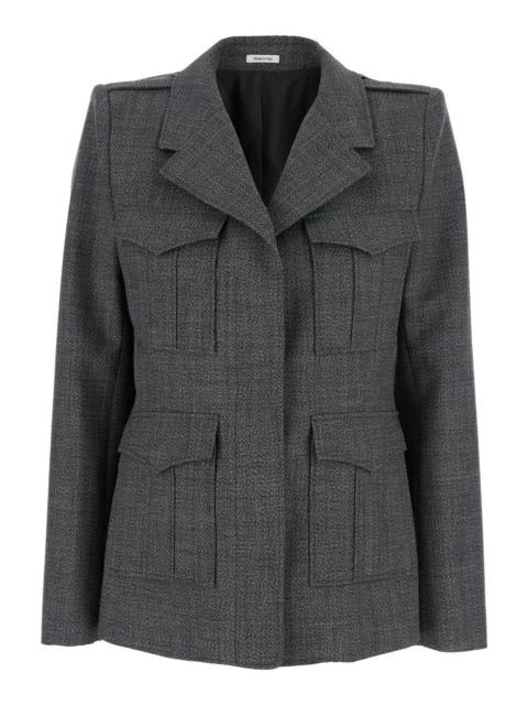Alexander McQueen Alexander Mcqueen Women Grey Jacket With Wide Notched Revers In Wool Woman