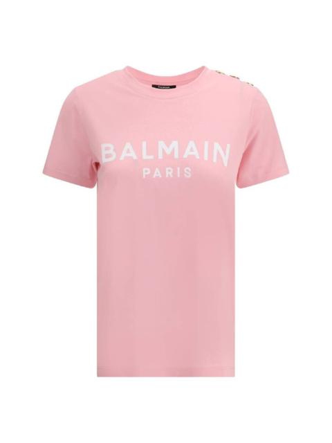Balmain Balmain Short Sleeve Button Embellished T Shirt