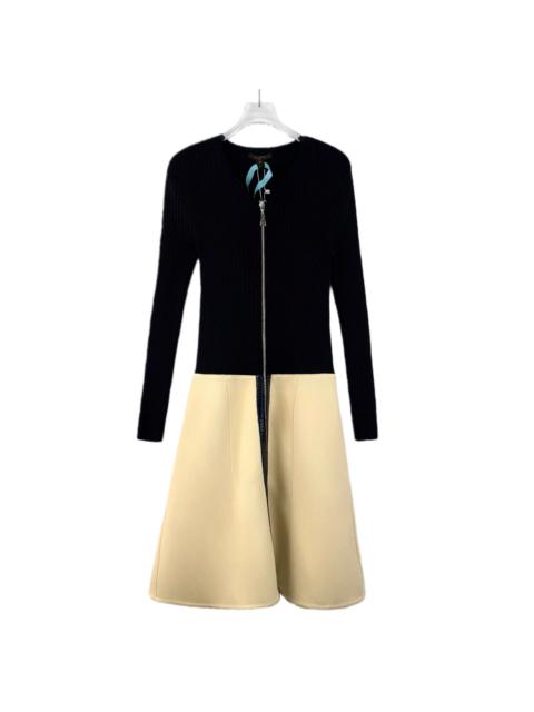 Louis Vuitton Louis Vuitton Color-Blocked Wool V-Neck Long Sleeve Knit Color-Block Dress