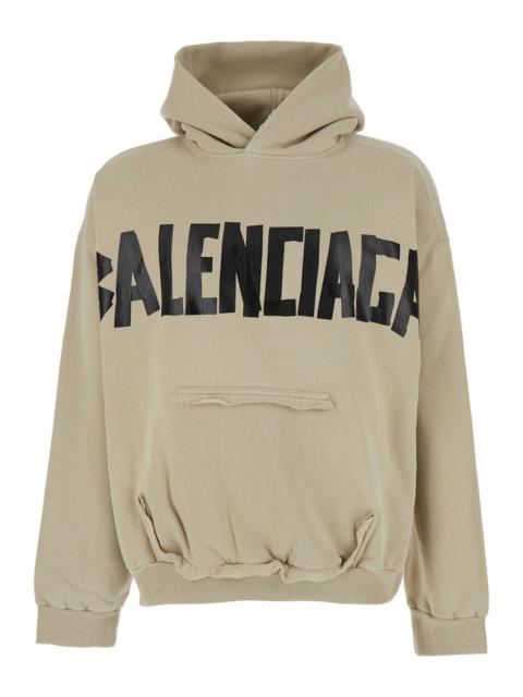BALENCIAGA Balenciaga Men Beige Hoodie With Fixed Hood And Logo Lettering On Front And Rear In Cotton Man