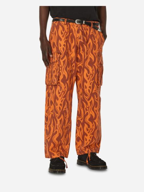 ERL Printed Flame Cargo Pants Orange