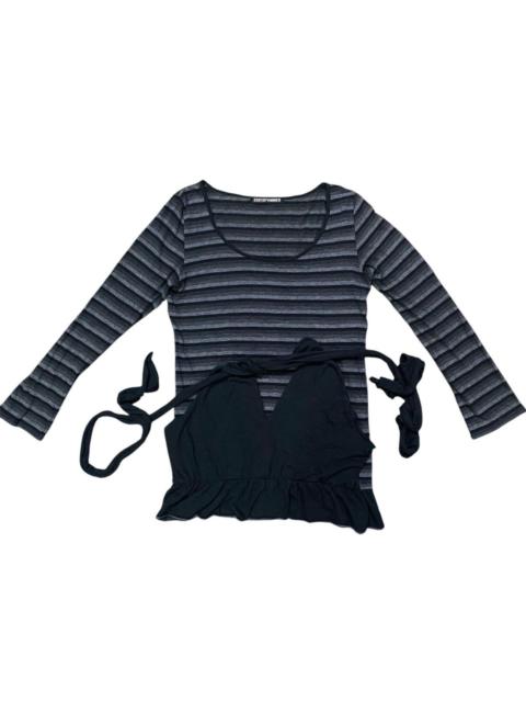 5351 POUR LES HOMMES - 5351 Pour Les Femmes Striped Sample Top w/ Built-In Tie
