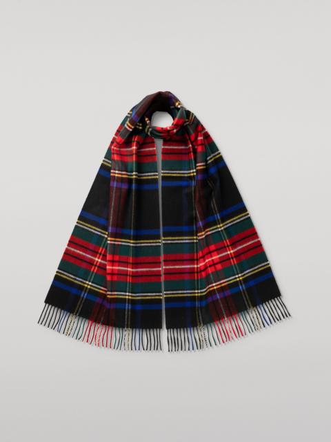 Johnstons of Elgin Black Stewart Tartan Merino Scarf