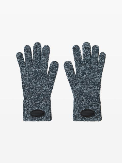 Alexander Wang logo dome gloves in ribbed wool stretch