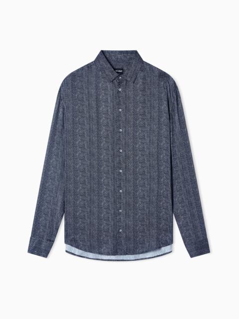 GIORGIO ARMANI REGULAR-FIT PRINTED VISCOSE AND SILK SHIRT