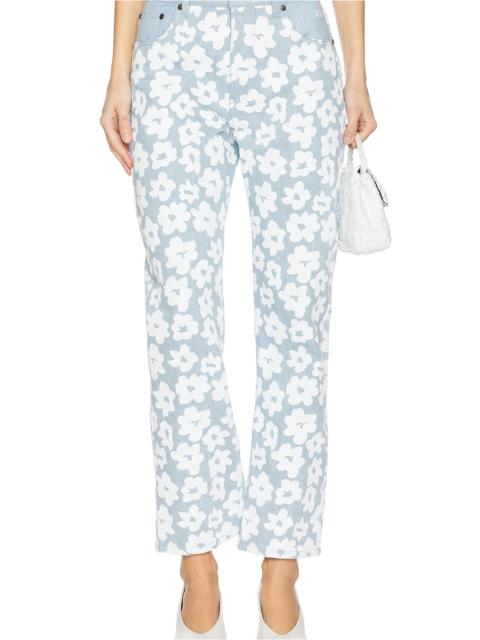 MSGM Flower Print Wide Leg Jeans