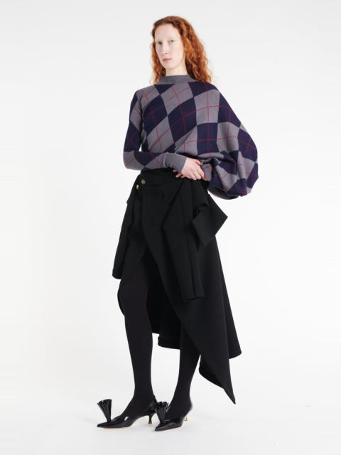 A.W.A.K.E. MODE ARGYLE KNITTED TOP NAVY GREY