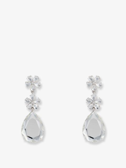 self-portrait Self-Portrait Crystal Flower Tiered Earrings Silver