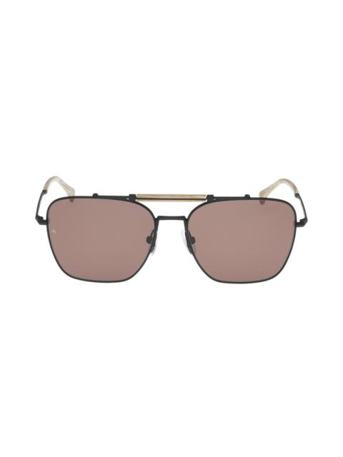 rag & bone rag & bone 56mm Navigator Sunglasses in Black /Bone Horn /Brown at Nordstrom