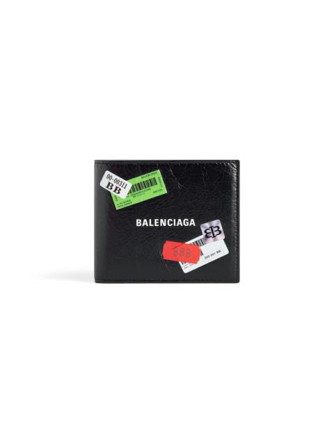 BALENCIAGA Men's Cash Square Folded Wallet in Black/multicolor