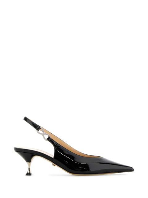 Other Designers Mach&Mach Women Black Leather Crystal Bow Pumps
