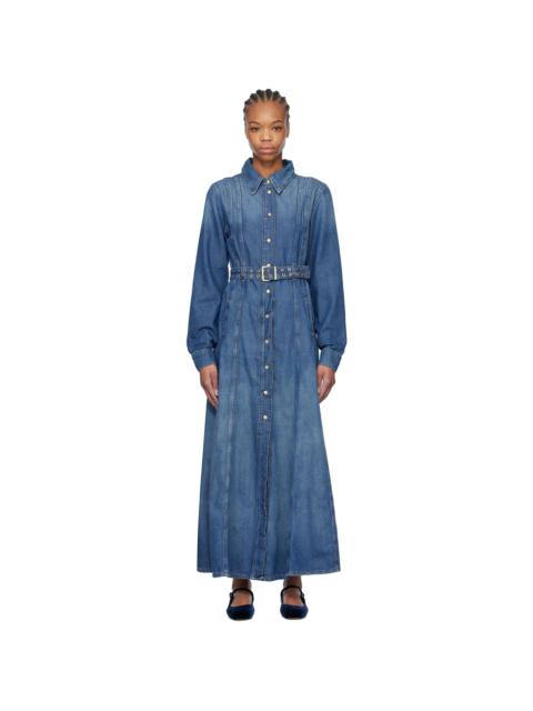 【関税＆送料込み】Ganni Washed Denim Maxi Dress Black Washed Black Washed Denim Dress | GANNI US